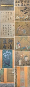 A Chinese Hand Scroll Ink Painting of Character and Story on Silk,Chou Ying