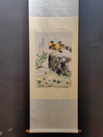 A Chinese Vertical Scroll Ink Painting of Flower and Bird on Paper,Song Meiling