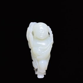 An Exquisite White Jade Figure Hand Piece