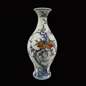 An Exquisite Doucai Bats and Peach Pattern Vase