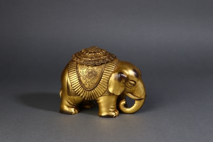 A Rare  Gilt Bronze Elephant Incense Burner