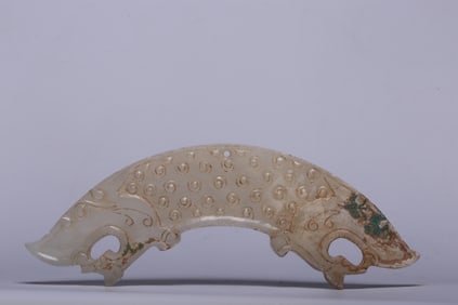 A Rare Archaic Jade Drum Nail Pattern Jade Huang