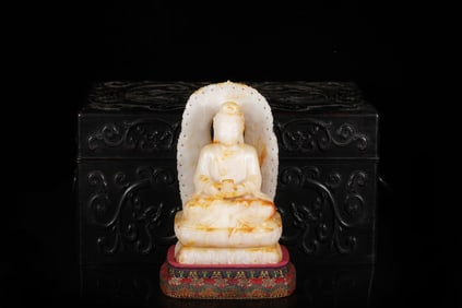 A Rare Hetian Jade Buddha Statue Ornament