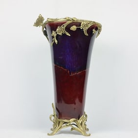 A Rare Flambe Glazed Copper Inlaid Vase?