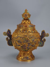 A Rare Gilt Bronze Filigree Censer?