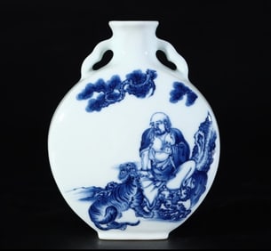 A Rare Blue and White Arhat Pattern Vase