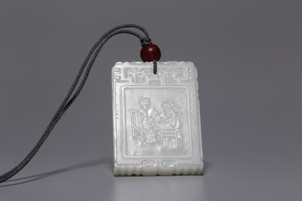 A Rare Hetian Jade Character Story Pattern Plaque