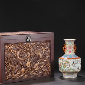 A Rare Enamel Flower and Bird Pattern Vase