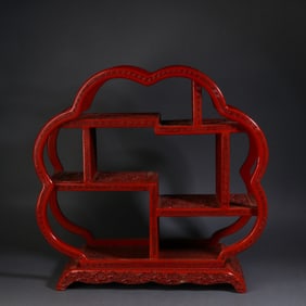 A Rare  Lacquer Carved Red Shelf