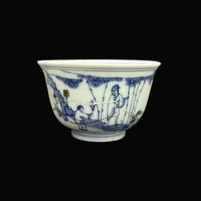 A Rare Doucai Figures Pattern Cup?Restoration?