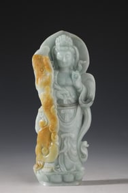A Rare Jadeite Statue of Avalokitesvara