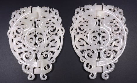 A pair of Rare Hetian jade Bi Discs