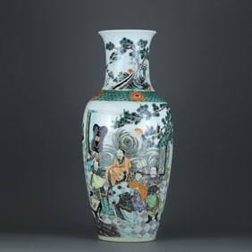 A Rare Wucai Figure Story Pattern Vase