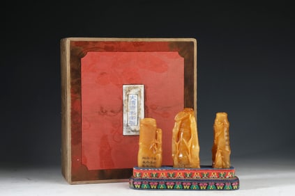 A Rare Shoushan Stone Tianhuang Carved Bamboo Pattern Seal