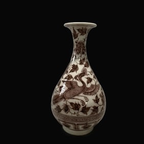 A Rare Underglaze-Red Peacock Flower Pattern Pot