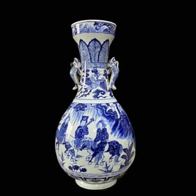 A Rare Blue and White Figure Story Pattern Vase