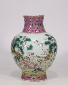 A Rare Famille-Rose Crane Pattern Vase?