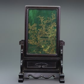 A Rare Hetian Jade Jasper Table Screen