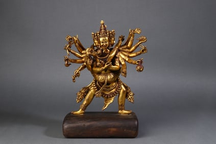 A Rare  Gilt Bronze Tibetan Buddha Statue