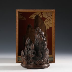 A Rare Eaglewood Carved Landscape and Figures Pattern Ornament