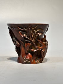 A Rare Huanghuali Wood Wine Goblet
