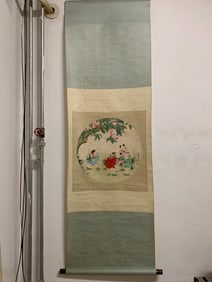 A Chinese Vertical Scroll Ink Painting of Figure on Silk