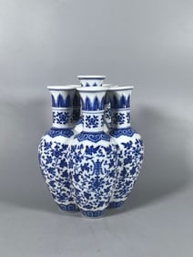 A Rare Blue and White Lotus Peach Pattern Vase
