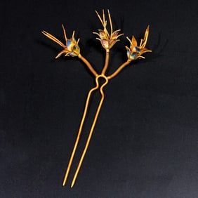 A Rare Pure Silver Gilt Hairpin