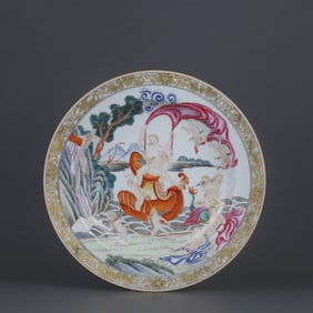 A Rare Famille-Rose Gilt Figure Pattern Plate