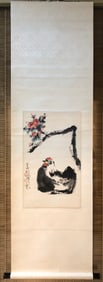 A Chinese Vertical Scroll Ink Painting of Flower and Bird on Paper