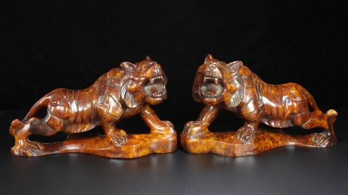 A pair of Rare Hetian Jade Tigers?