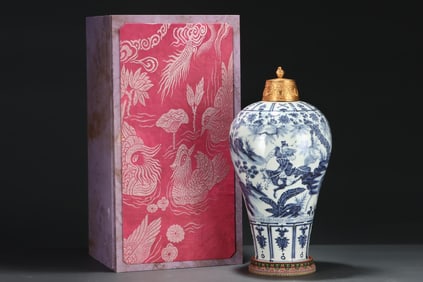 A Rare Blue and white lotus figure pattern vase