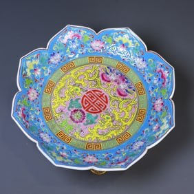 A Rare Famille-Rose Cloisonne Gilt Plate