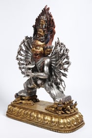 A Rare Gilt Bronze Silver Vajrabhairava Statue