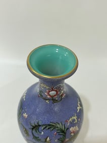 A Rare Porcelain Body Foreign Color Emerald Ground Lotus Pattern Vase