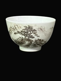 A Rare Ink Color Landscape Patterns Bowl