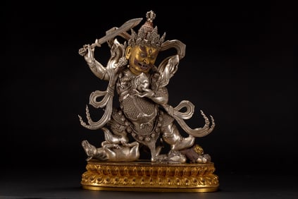A Rare Gilt Silver Buddha Statue