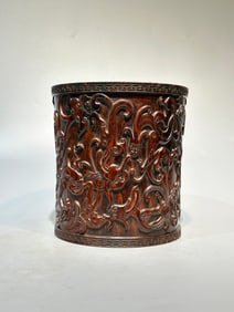 A Rare Huanghuali Wood Brush Pot