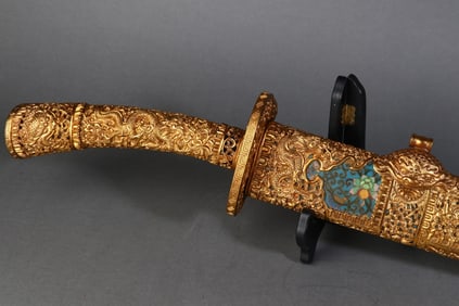A Rare  Cloisonne Enamel Dragon Pattern Sword
