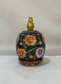 A Rare Enamel Gold-traced Flower Pattern Censer