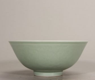 A Rare Celadon Glazed Flower Pattern Bowl