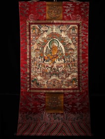 A Rare Leather Thangka of Yellow Mammon Buddha Statue