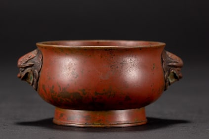 A Rare Bronze Body Lion-Ear Censer
