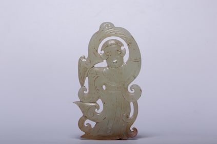 A Rare Archaic Jade Figure Pendant