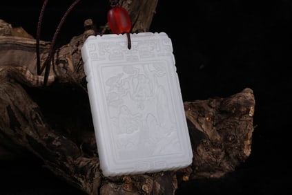 A Rare Hetian Jade Carved Monkey Plaque