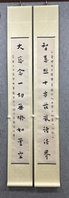 A Pair of Exquisite Chinese Ink Calligraphy Couplets on Silk