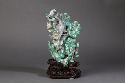 A Rare Jadeite Flower and Bird Ornament?