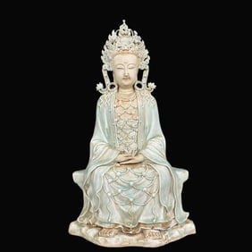 A Rare Guanyin Sitting Statue