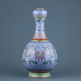A Rare Enamel Intertwined Lotus Flower Pattern Vase