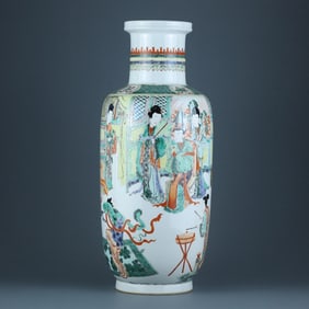 A Rare Wucai Figure Story Pattern Vase
